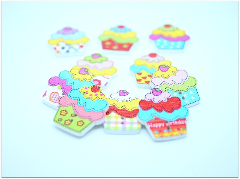 Lot de 10 boutons déco cupcakes image 5