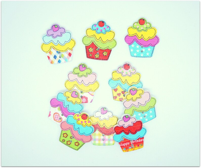 Lot de 10 boutons déco cupcakes image 4