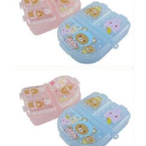 Boîte plastique compartiments / nounours / kawaii / demi-ovale