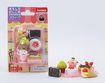 Set of 6 pastry + 1 top erasers