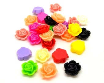 10 cabochons rose multicolore