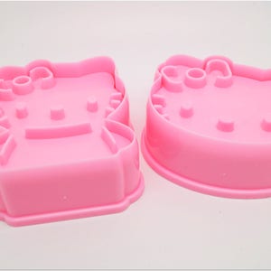 Set of 2 cookie cutters - pink cat - kawaii
