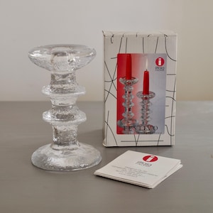 Design Classic Iittala Festivo 2 ring with original box // Ice Glass Candle Holders by Timo Sarpaneva // Scandinavian