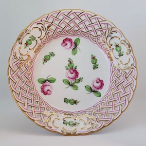 Stunning // Handpainted // Herend Porcelain Cutout Wall Plate with Peony motives  // collectible