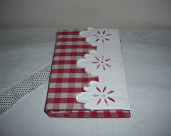 Carnet taille moyenne, feston ancien"tissu Vichy"