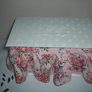 Boite, linge ancien, monogramme PC