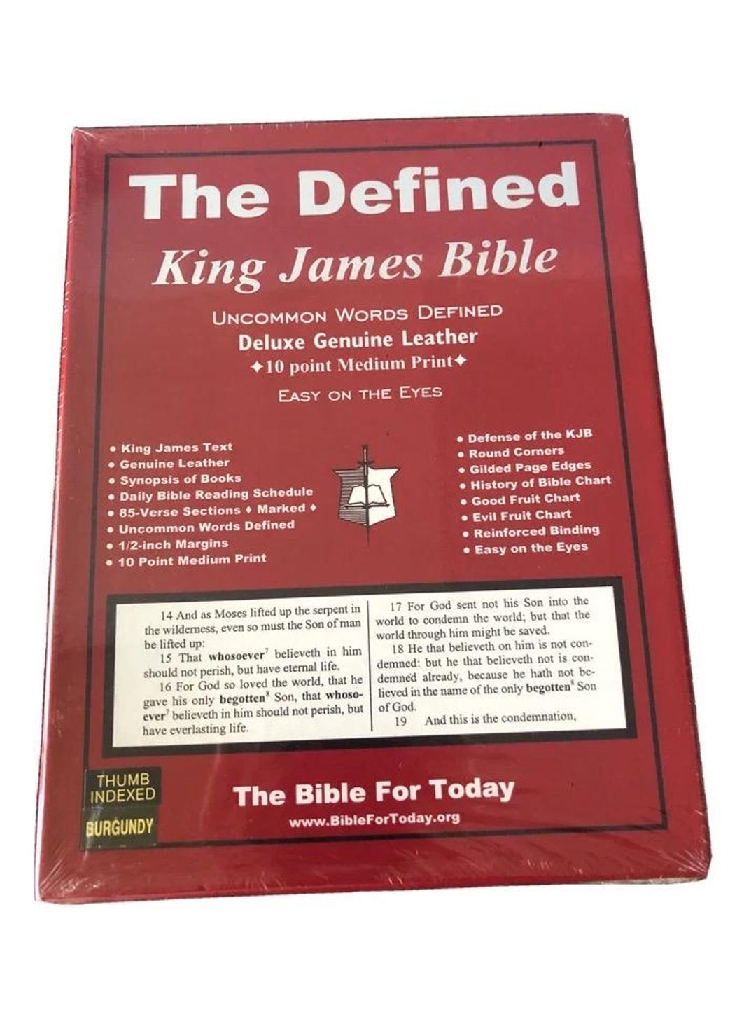 Defined King James Bible, Genuine Leather Study Bible, Thumb Indexed