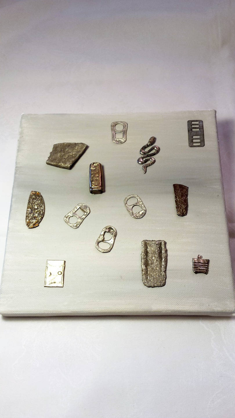 Cadeau Elle ou Lui, Tableau Mural, Toile et Métal, Pièces Métalliques Vieilli Par Le Temps, Cadeau F