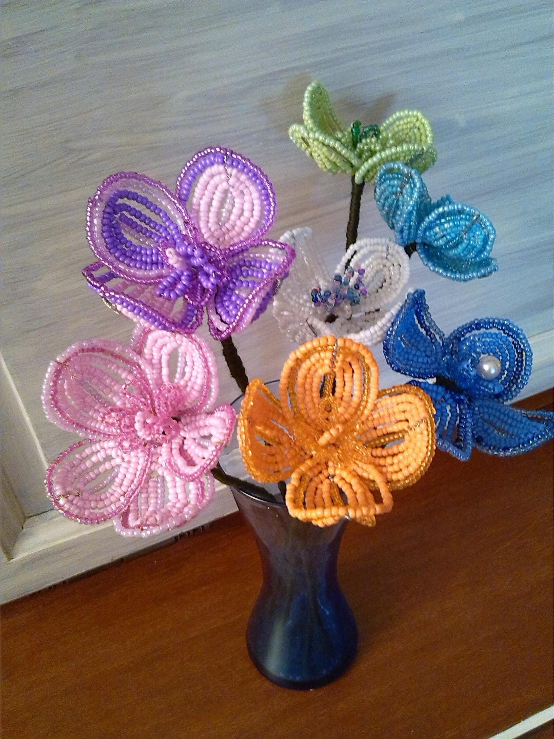 Fleurs Fêtes Des Mères , Cadeau en Perles, Fleur Perles Couleur Fait Main, Eternelle, Unique Anniver