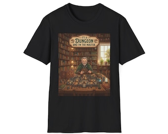 Master of the Dungeon Illustration T-Shirt | RPG Tabletop Gaming Dice Map