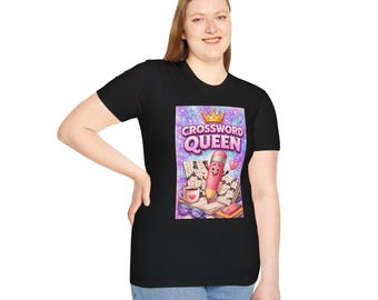 Crossword Queen T-Shirt | Cute Pencil Character, Crossword Puzzle, Coffee Cup