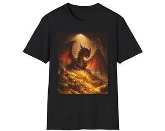 Gold Hoard Dragon T-Shirt | Fantasy Dragon Illustration
