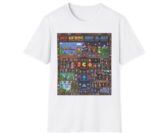 Pixel Heroes Collage T-Shirt | Retro 8-Bit Video Game Characters