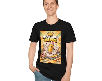 Crossword King pencil character crossword puzzles T-Shirt | word game lover tee