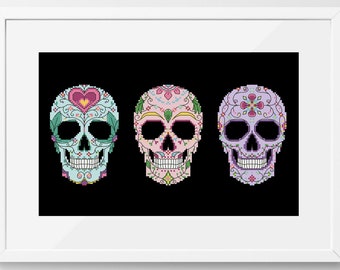 Sugar Skull Cross Stitch Pattern: Halloween Decor (PDF Pattern)