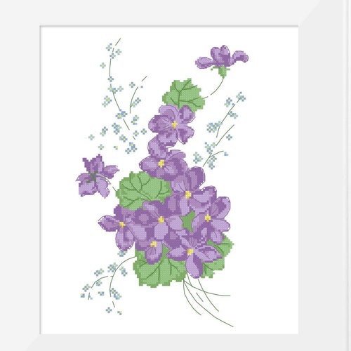 Violets and Cross Stitch Pattern Violets Cross Etsy