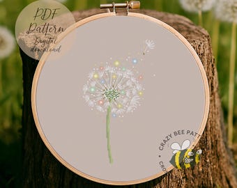 Magical Dandelion Cross Stitch Pattern: Modern Flower Design (PDF Pattern)