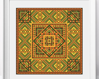 Ethnic ornament #2 cross stitch pattern Folk art pattern Cushion cross stitch Geometric cross stitch design Ethnic ornament pdf pattern