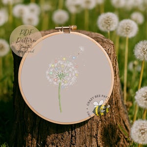 Patrón de punto de cruz de diente de león mágico: Diseño floral moderno (patrón PDF)