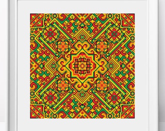 Kreuzstich-Muster: Ethnisches Ornament-Design (PDF-Muster)