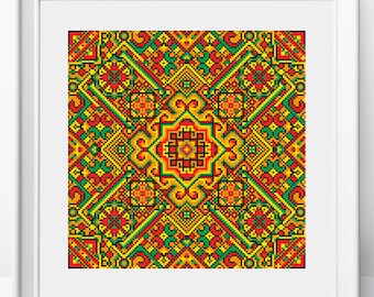 Ethnic ornament #3 cross stitch pattern Geometric pdf pattern Ethnic cross stitch design Counted cross stitch Folk art Cushion xstitch