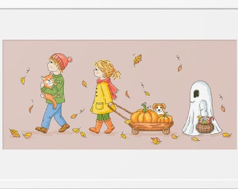 Halloween Children & Pets Cross Stitch Pattern (PDF Pattern)