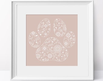 Lace Paw Print Cross Stitch Pattern: Pet Lover Gift (PDF Pattern)
