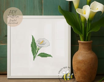 Calla Lily Cross Stitch Pattern: Easy Flower Design (PDF Pattern)