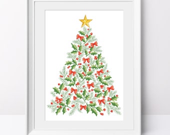 Christmas tree cross stitch pattern Christmas tree design Christmas décor Modern cross stitch Holiday cross stitch Christmas pdf pattern