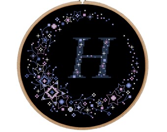 Star Monogram Letter H Cross Stitch Pattern (PDF Pattern)