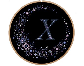 Stern Monogramm Buchstabe X Kreuzstichmuster (PDF)