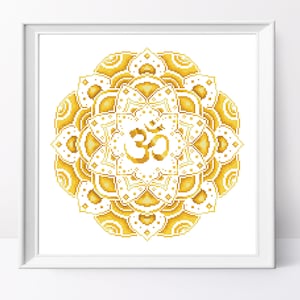 Golden Om Mandala Cross Stitch Pattern (PDF Pattern)