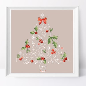 Festive Christmas Tree Cross Stitch Pattern: Winter Holiday Design (PDF Pattern)