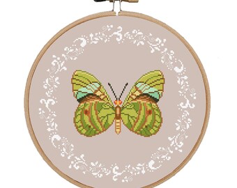 Vintage Butterfly Cross Stitch Pattern: Summer Insect Design (PDF Pattern)