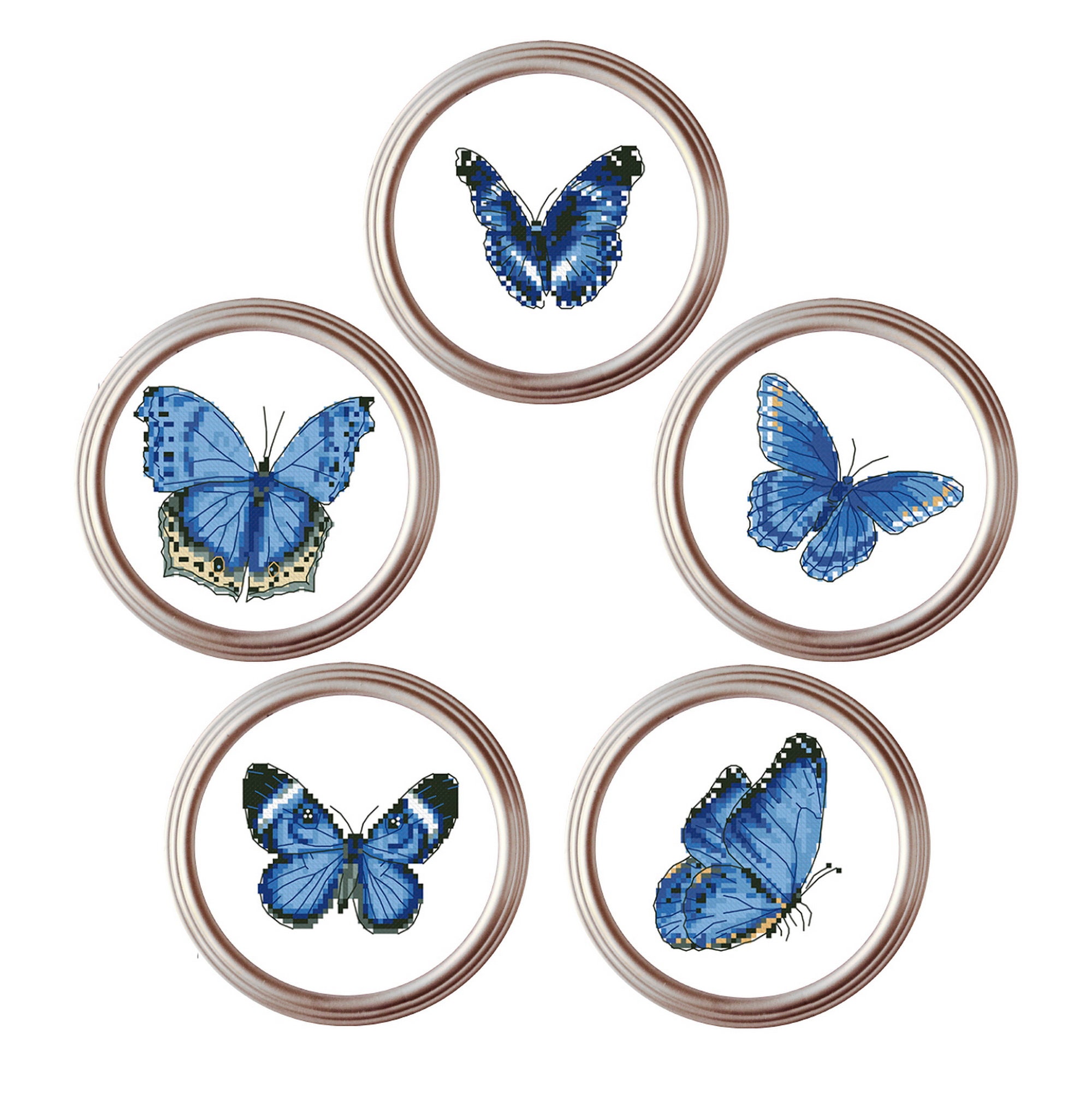 Blue Butterflies Set Cross Stitch Pattern. Butterflies Pdf Etsy