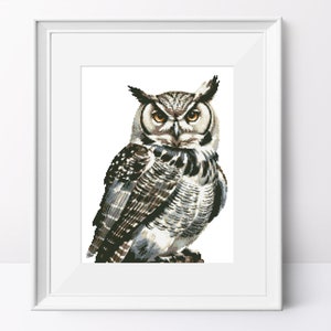Brown Owl Cross Stitch Pattern: Modern Bird Design (PDF Pattern)