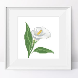 Calla lily cross stitch pattern Little calla lily pdf pattern Easy cross stitch design Cross stitch for beginners Flower cross stitch design