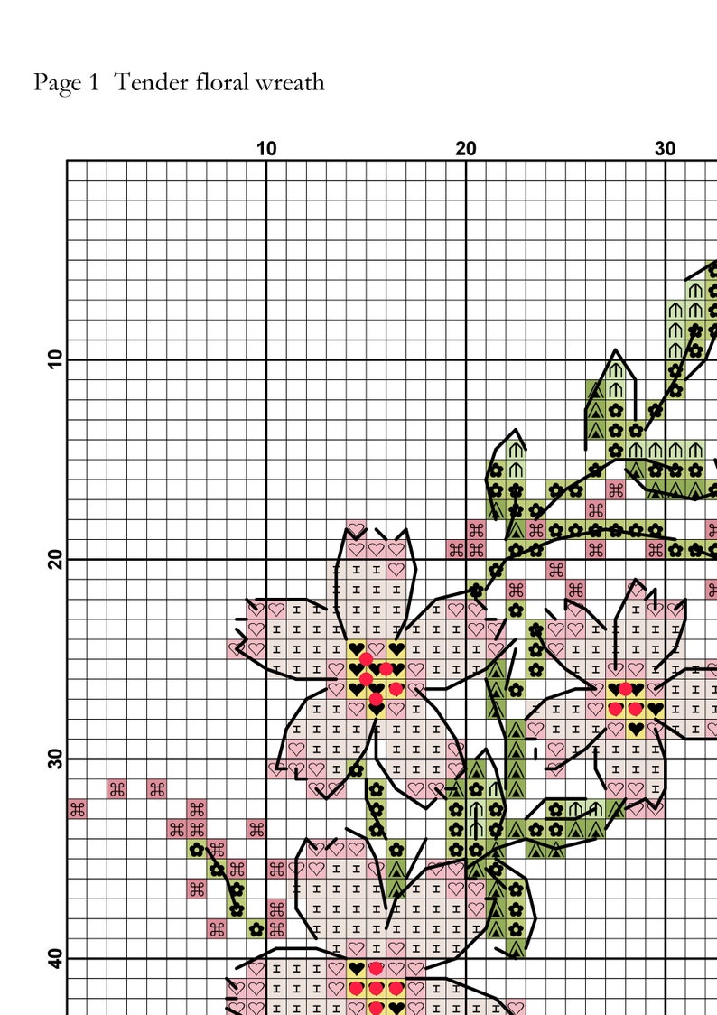Download Tender floral wreath cross stitch pattern Wedding pattern | Etsy