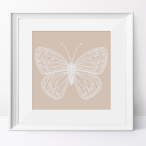 Lace butterfly cross stitch pattern White lace butterfly pdf pattern White butterfly cross stitch design Butterfly cross stitch chart