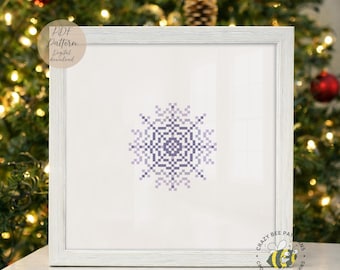Einfaches Kreuzstichmuster mit Schneeflocken: Einfaches geometrisches Weihnachtsdesign (PDF-Muster)