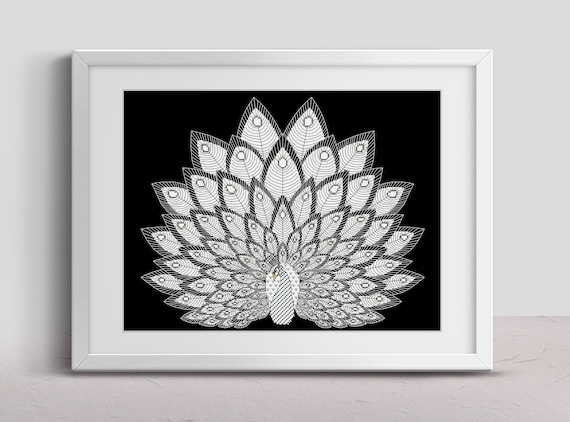 White Peacock Cross Stitch Pattern Peacock Pdf Pattern White Etsy