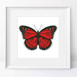 Red butterfly cross stitch pattern Insect cross stitch pdf Butterfly cross stitch design Counted cross stitch pdf chart Modern cross stitch