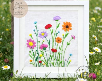 Meadow Flowers Embroidery Pattern - Hand Embroidery Design (PDF Pattern)