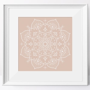 White Mandala Cross Stitch Pattern: Geometric Design (PDF Pattern)
