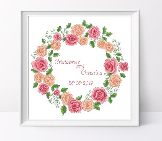 Wreath With Roses Cross Stitch Pattern Wedding Cross Stitch Design Wedding  Wreath Pdf Pattern Roses Cross Stitch Pattern Flowers Pattern - Etsy