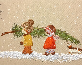 Christmas Tree Hand Embroidery Pattern - Christmas Pdf Embroidery Pattern - Christmas Children and Tree (PDF Pattern)