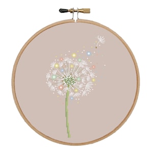 Magical Dandelion cross stitch pattern Flower cross stitch design Dandelion pdf pattern Summer cross stitch design Modern cross stitch