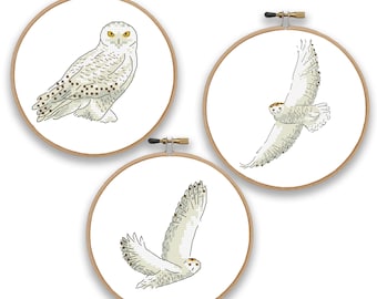 Snowy Owls Cross Stitch Pattern: Birds Embroidery Design (PDF Pattern)