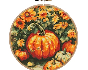 Pumpkin Still Life Cross Stitch Pattern: Autumn Harvest (PDF Pattern)