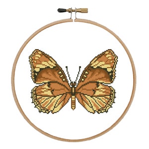 Brown butterfly cross stitch pattern Butterfly cross stitch design Butterfly pdf pattern Summer cross stitch design Modern cross stitch